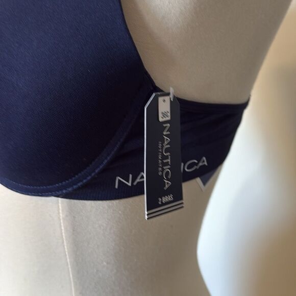 Nautica Underwire Padded Bra 36C Navy Blue NWT‎ Adjustable Straps - Picture 3 of 7